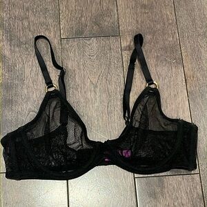 AGENT PROVOCATEUR black fishnet mesh underwire bra, 36A